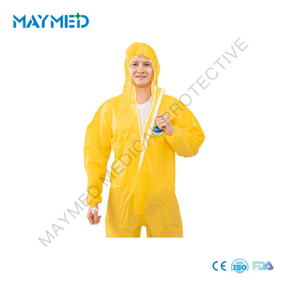 PP CPE Yellow Disposable Medical Coveralls type3B 4B 5B 6B EN14605 EN14126