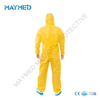 PP CPE Yellow Disposable Medical Coveralls type3B 4B 5B 6B EN14605 EN14126