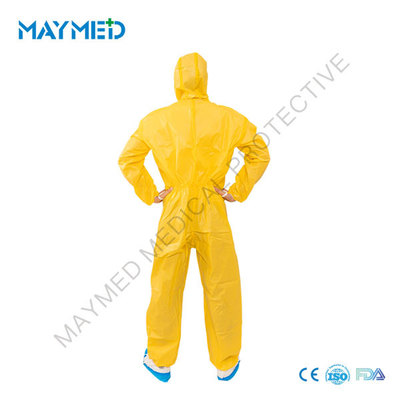 82gsm Yellow Type 3 Disposable Medical Coveralls Biological EN1149 ISO13485