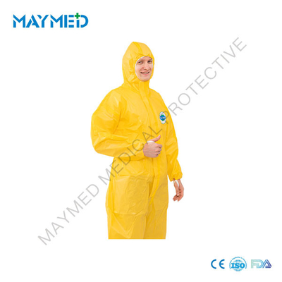 82gsm Yellow Type 3 Disposable Medical Coveralls Biological EN1149 ISO13485