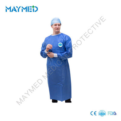 Hospital Blue Disposable Surgical Gowns With Knitted Cuffs waterproof and anti virus