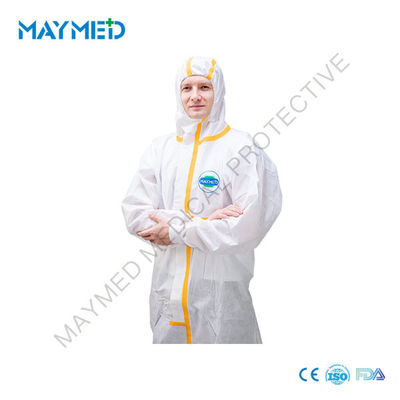 ISO 13485 Type 4 5 6 Disposable PPE Work Protective Jumpsuit With Sealed Seam