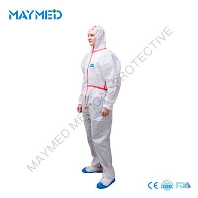 Heat Sealed Tapes SMS Disposable 55g Nonwoven Coverall Suit EN13982 EN1149