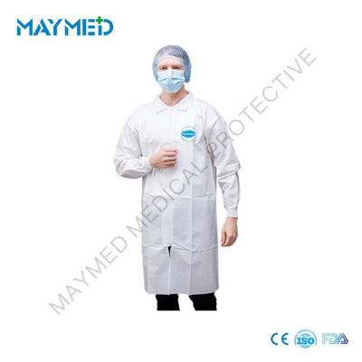 Microporous 65g Zipper Or Button EN14126 Disposable White Coats