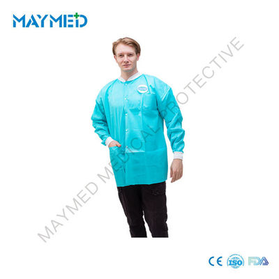 Single Use SMS Nonwoven Disposable Lab Coats With Cuffs