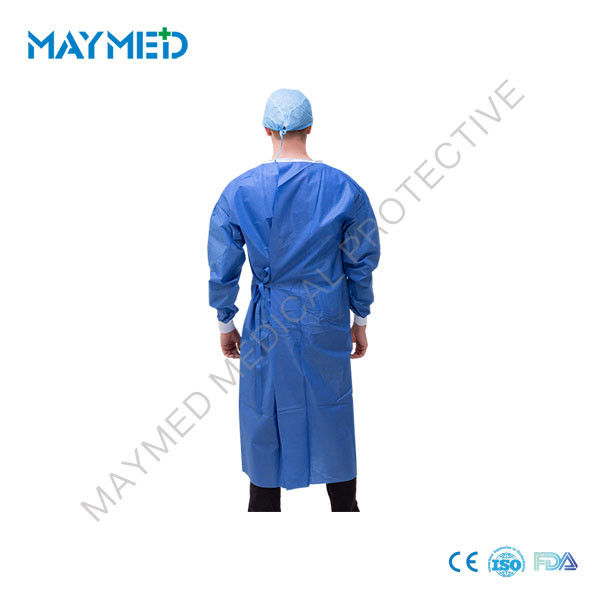 Hospital Blue Disposable Surgical Gowns With Knitted Cuffs waterproof and anti virus