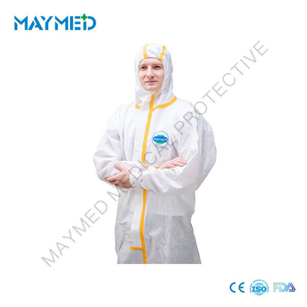 ISO 13485 Type 4 5 6 Disposable PPE Work Protective Jumpsuit With Sealed Seam