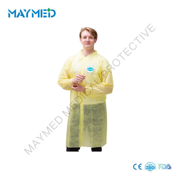 Velcro Closure 70g PP Nonwoven Yellow Disposable Lab Coats